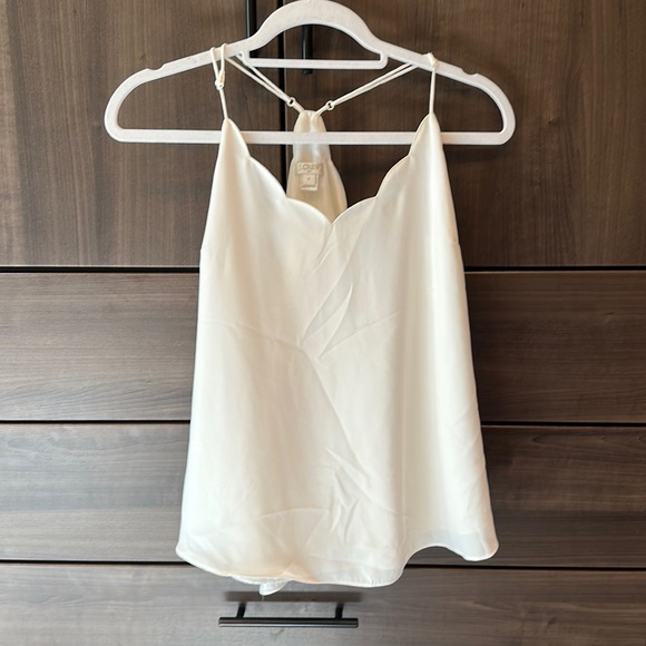 J Crew White Scalloped Tank Top Size 8 Adjustable Straps - Picture 3 of 6